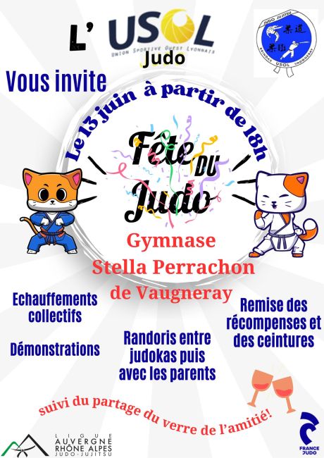 Fête du Judo 13 juin 2025 à 18h Gymnase Perrachon