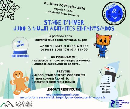 Stage d'hiver Judo et Multi activités enfants/ados