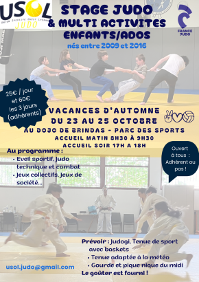 Stage d'Automne Judo et Multi activités enfants ados